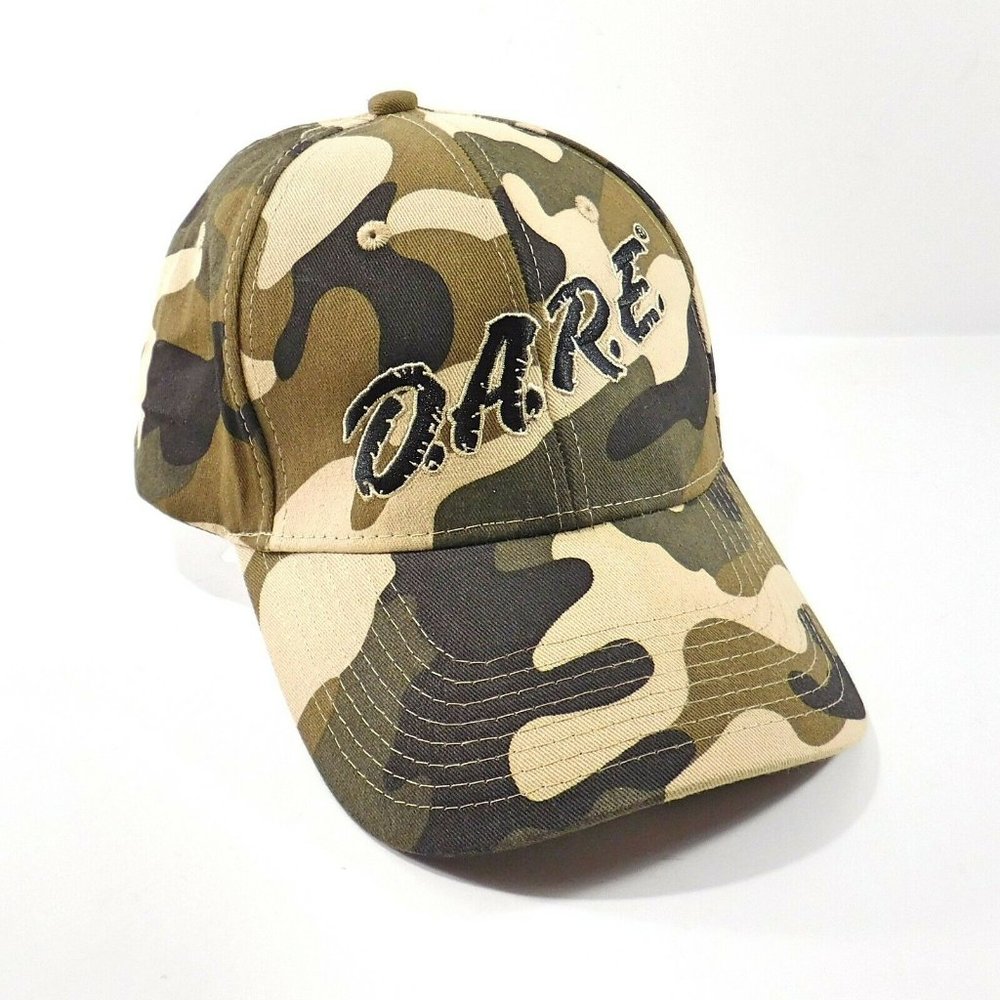 DARE D.A.R.E. Baseball Cap Hat Camouflage Adjustable Hook & Loop Preowned